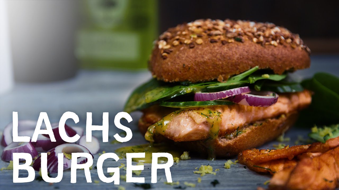 Burger mit Lachs und Honig Senf! Küstenburger - YouTube