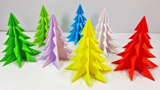 Details How to Make 3D Origami Christmas Tree 🌲 Easy Paper Pine Tree, DIY Paper Art & Crafts for Kids Guide