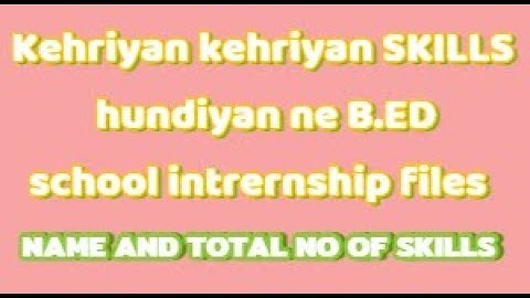 B.ED 2ND YEAR school internship  file all skills