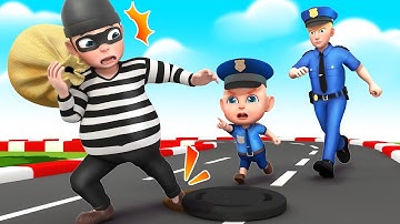 Catch the Thief 🚨 Police Officer Song for Kids | Fun Safety Story | Rosoo Nursery Rhymes