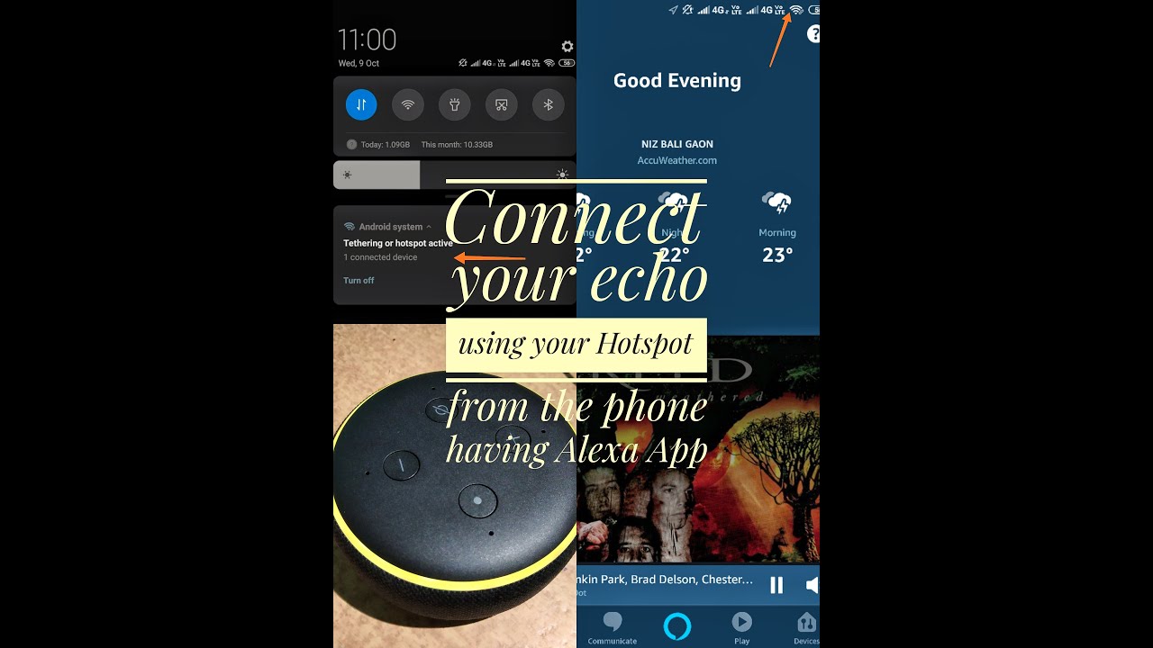 How To Connect Echo Device Using Your Phone's Hotspot (Wi-Fi) from the phone having Alexa App