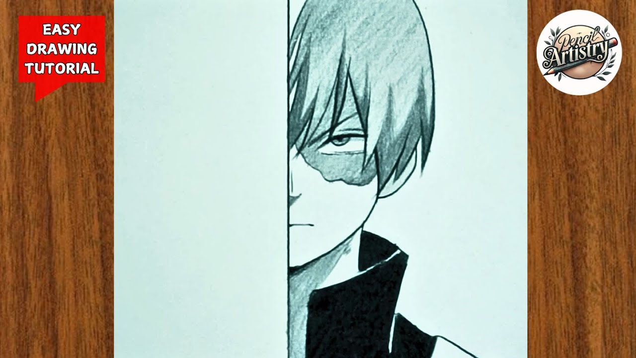 How to Draw Shoto Todoroki Half Face | Step by Step Process of Coloring Todoroki