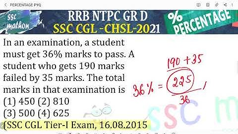 In an examination, a student must get 36% marks to pass. Astudent who gets 190 marks