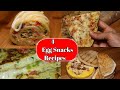 4 Easy Egg Snacks Recipes|Cheese Omelette |Crepe Egg Roll|Egg Paratha|Egg Sandwich