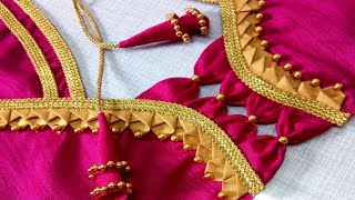 Simple and easy designer blouse back neck design || Latest blouse design || #madhurafashionkatta