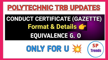 Polytechnic TRB latest updates| Certificate upload| Conduct & Equivalence G.O news|Tamil | SP TRENDS