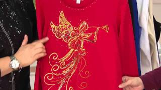 Quacker Factory Good News Angel Long Sleeve Sweater with Jacque Gonzales