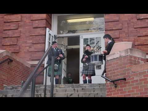 Bagpipe Players at Old Greenwich School. St Patrick's Day 2023