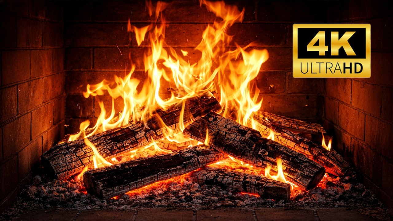 10 HOURS Cozy Fireplace 🔥 Real Fire Sounds in 4K | Relaxing Fireplace Ambience