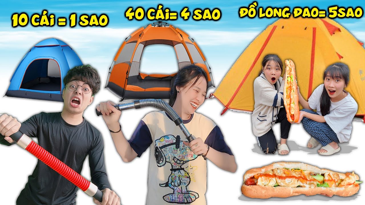 CẮM TRẠI 1 SAO VỚI 5 SAO THEO SỐ LẦN BẺ GẬY LÒ XO THẮNG TÊ TÊ HẰNG NGA