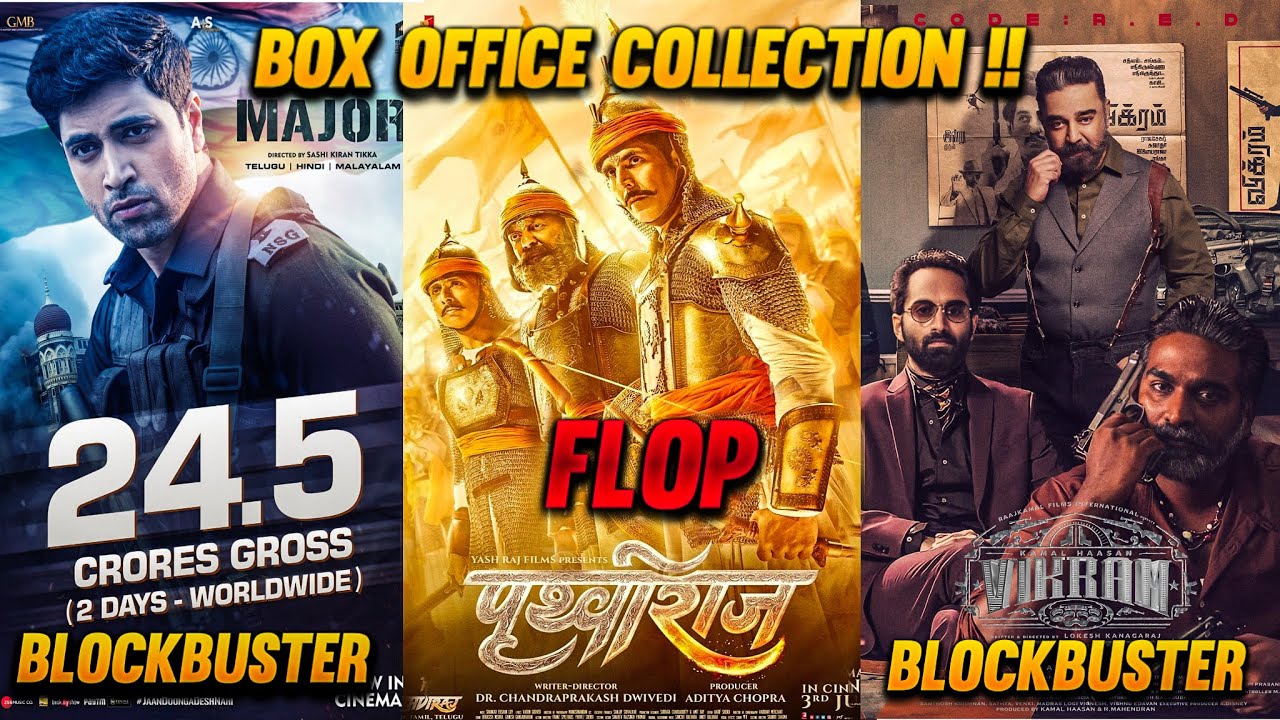 PRITHVIRAJ  VS MAJOR VS VIKRAM || BOX OFFICE CALLACTION HIT OR FLOP 😡