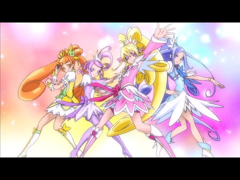 심쿵 프리큐어 4인 합동 변신 장면 