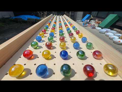マーブルラン244 marble run 楽しいスロープ　カラフルな玉たち　急こう配坂道編