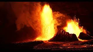 Fiery Calm: Lava Flow and Island Nightscape with Ambient Synth Soundscape