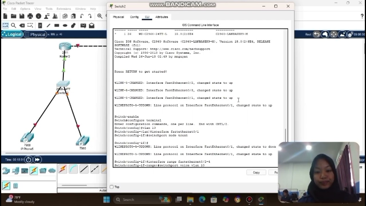 Tugas Konfigurasi VoIP dengan 2 router, 2 switch dan 5 IP phone | Putri Neffra Sa'idah 
