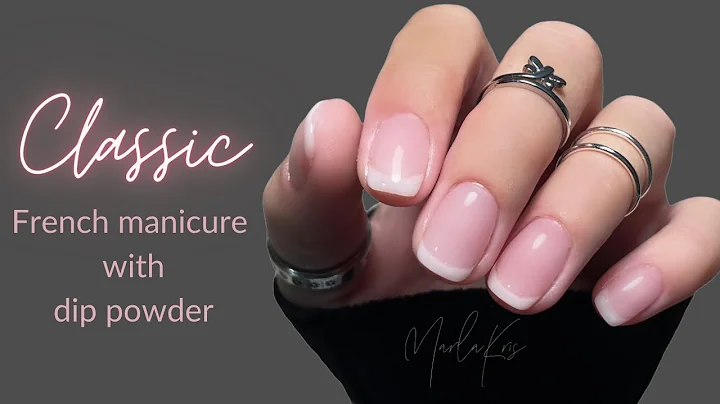 Classic French manicure on short nails with dip po...