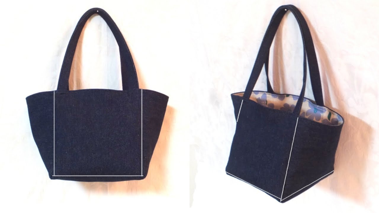 正方形を並べて直線縫いするだけ リバーシバブル トートバッグの作り方 Size Free Square Tote Bag Tutorial Youtube