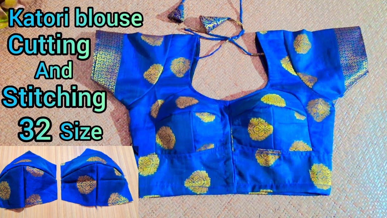 32 size double Katori blouse cutting and stitching for beginners ✂️