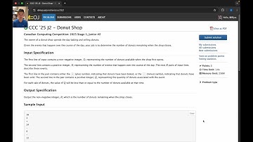 2025 CCC J2: “Donut Shop” Solutions in Python & C++ | Canadian Computing Competition