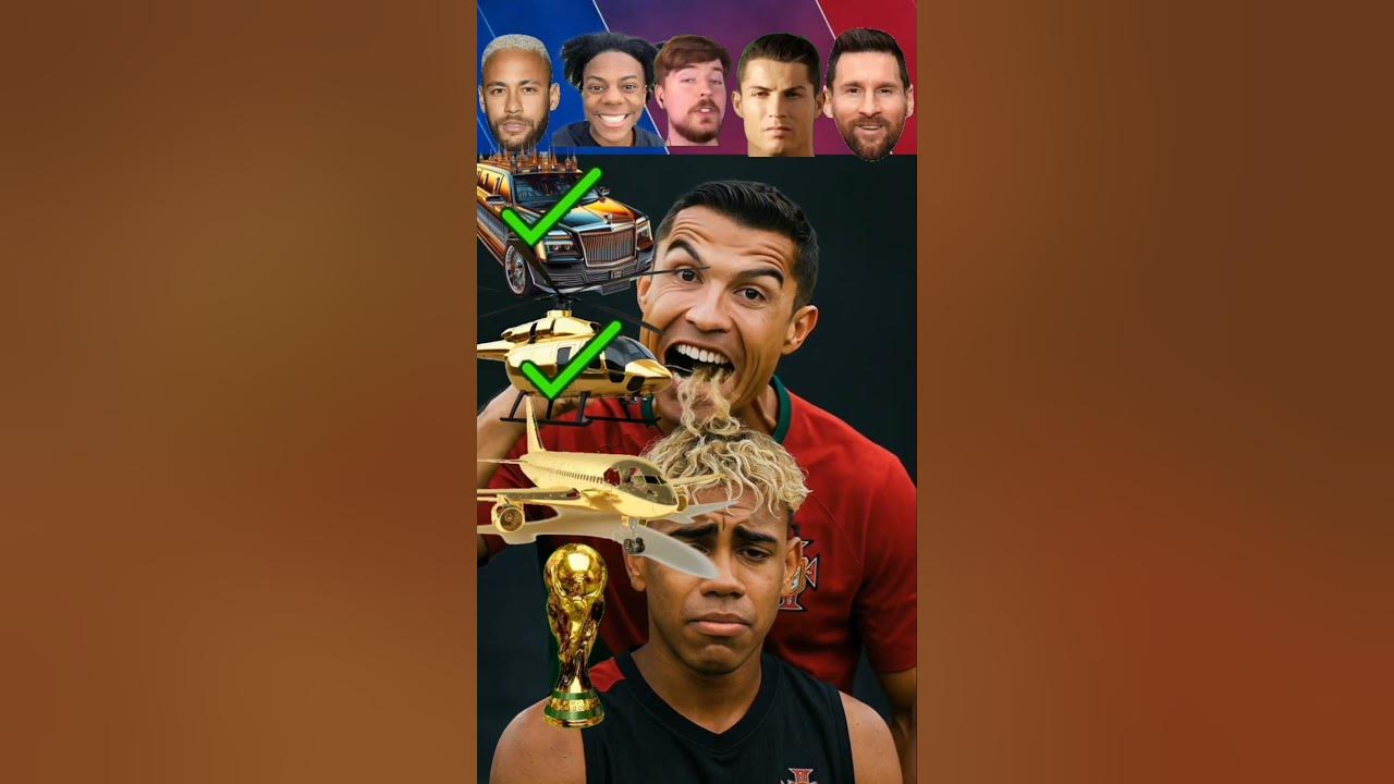 Ronaldo vs Mr beast vs Neymar vs Ishowspeed vs messi #shorts #footballshorts #ronaldo