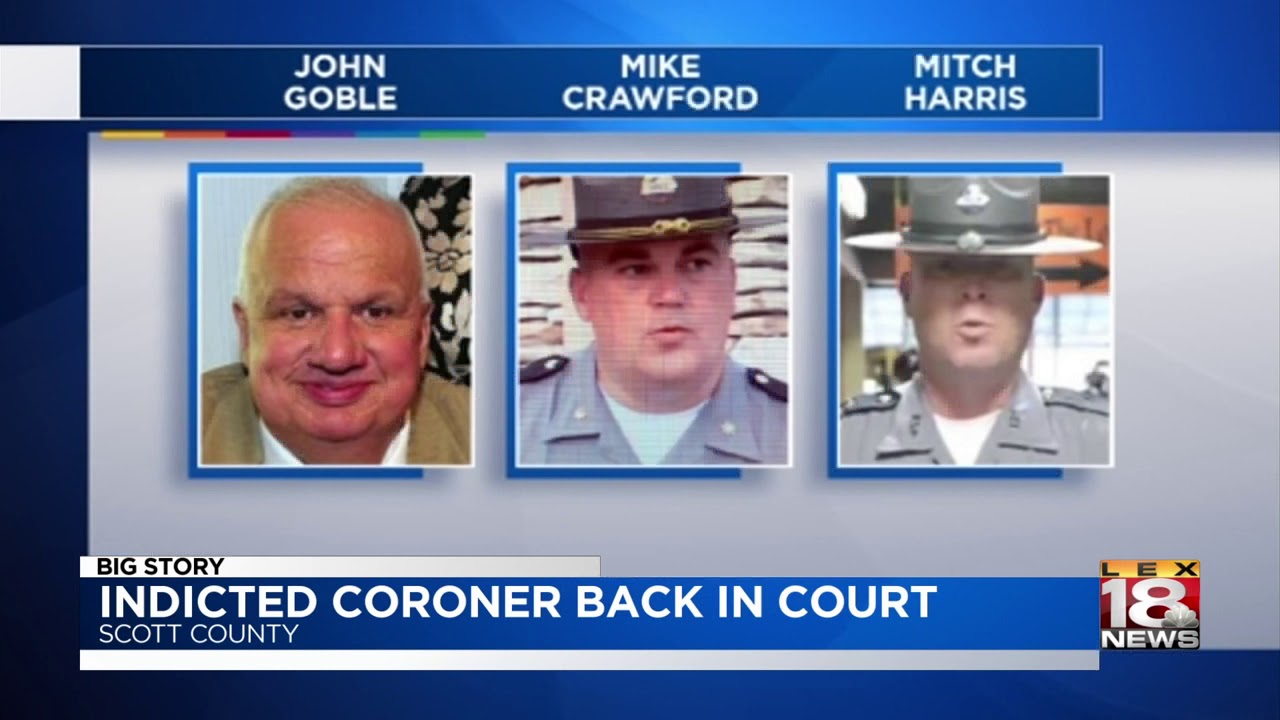 Indicted Coroner Back in Court newspaper mockup