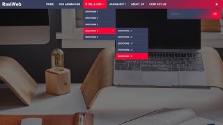 How To Create A Drop-Down Navigation Menu With Search Box In HTML & CSS ||How To Make Navigation Bar