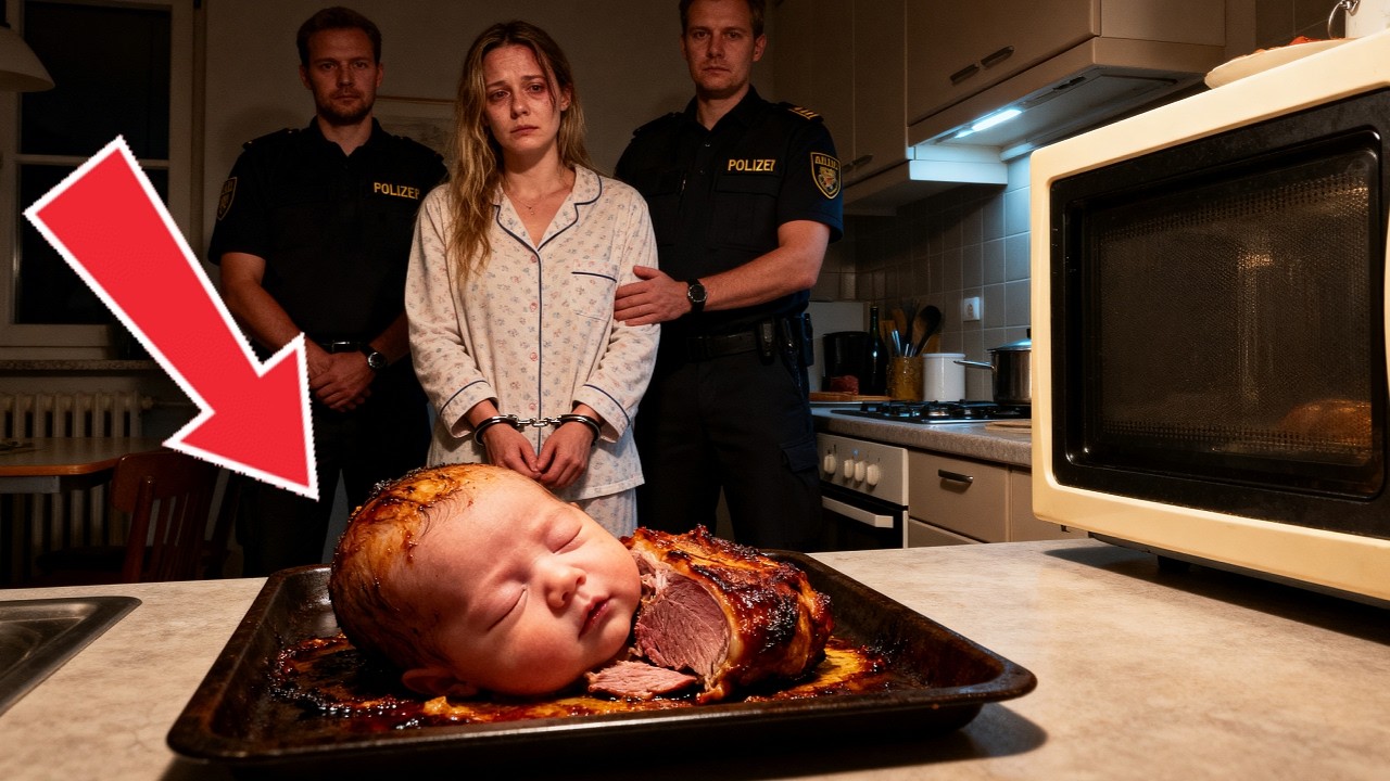 Das Kind in den Ofen stecken, die Mutter tut es mit dem unschuldigen Neugeborenen…