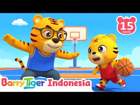 Main bola basket 🏀 olahraga anak lagu ceria | Lagu Hewan & Lagu Anak | BarryTiger