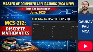 MCS-212 Discrete Mathematics | Truth Table (P ∧ Q) → (P ∨ Q) | IGNOU MCA-NEW June 2025