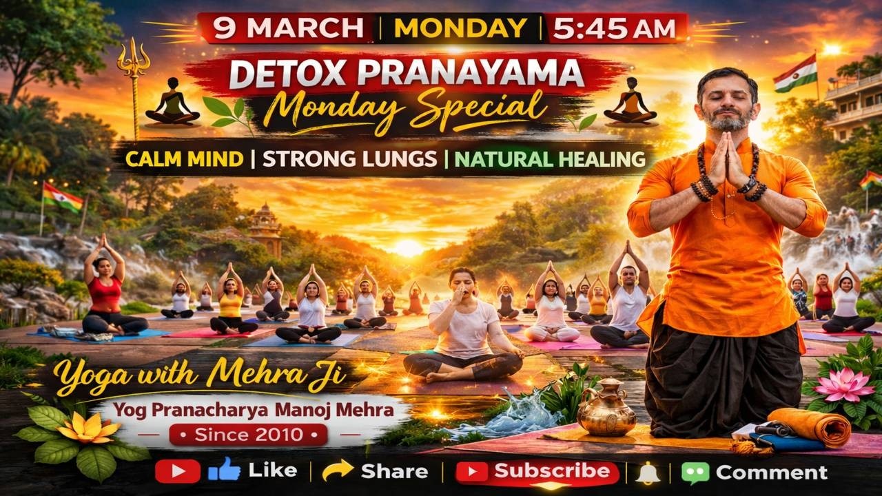 संकल्प से स्वास्थ्य को बढ़ाये।योग अपनाये. JOIN FACEBOOK,YOUTUBE & GOOGLE MEET AT 5:45 AM.ENJOY