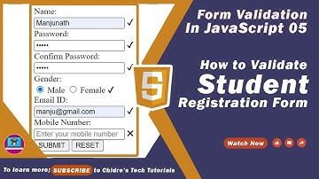 Form Validation in JavaScript Part 5 - How to Validate Complete Student Registration Form in JS 🚀