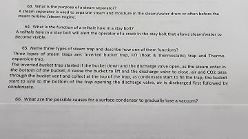 Boiler Steam Turbine Questions and Answers FQA Traps Condenser Fireman Engineer Trust Bearing