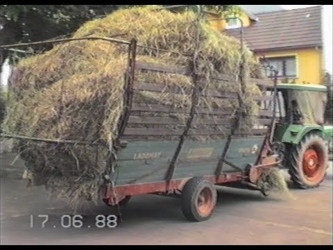 Vom Gras mähen bis zur Heuernte. 1988 im Hunsrück. Heuaufzug im Einsatz
