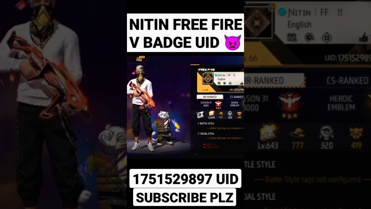 nitin free fire ki v badge wali I'd ki uid