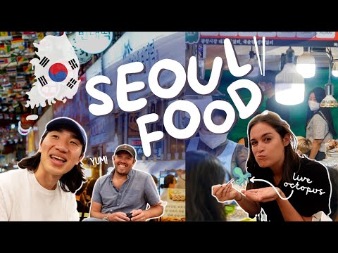 SEOUL FOOD TOUR 🇰🇷 classic Korean food at Gwangjang Market with TikToker, @jfromkorea - 광장시장 vlog