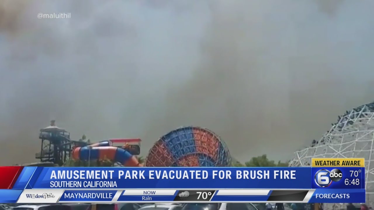 Brush fire sets off evacuation at California amusement park