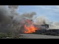 Massive Four Alarm Fire Erupts at Riverside Lumber Yard