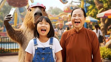 Capybara đi công viên cùng bà và bé #Capybara