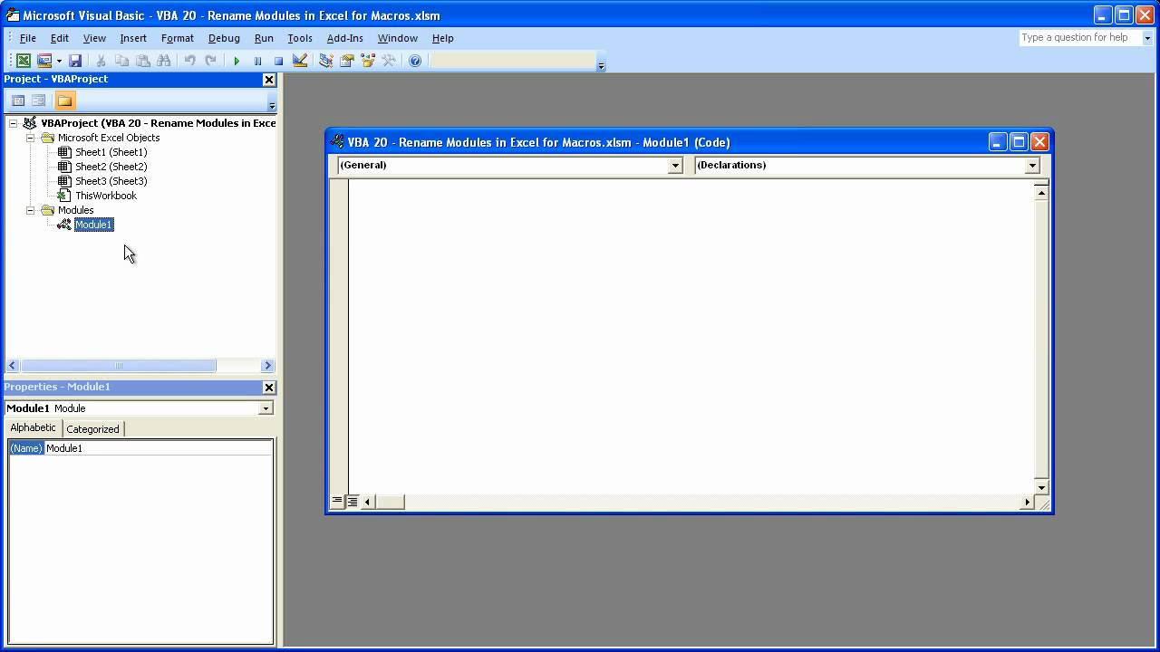 New Excel Macro VBA Tip 20 - Rename Modules in Excel for Macros
