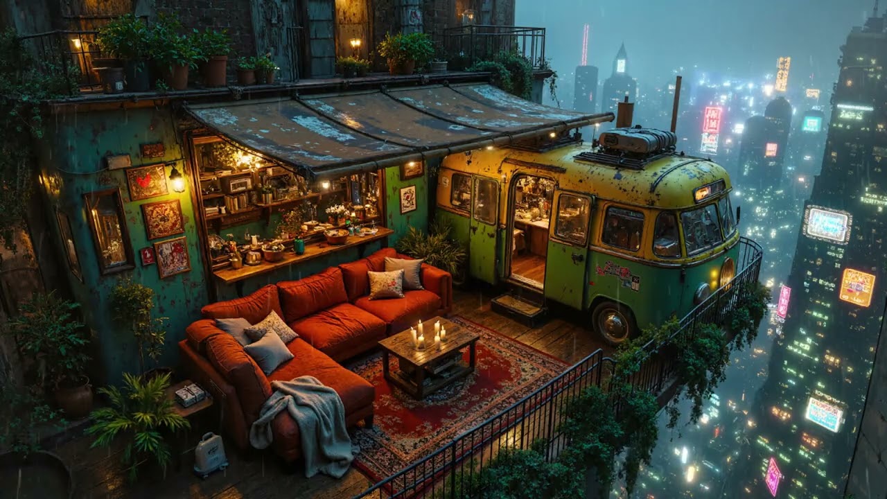 Lofi Rain - Cyberpunk Rain Ambience 🌃 Lo-Fi Chill Beats for Study, Focus & Deep Sleep