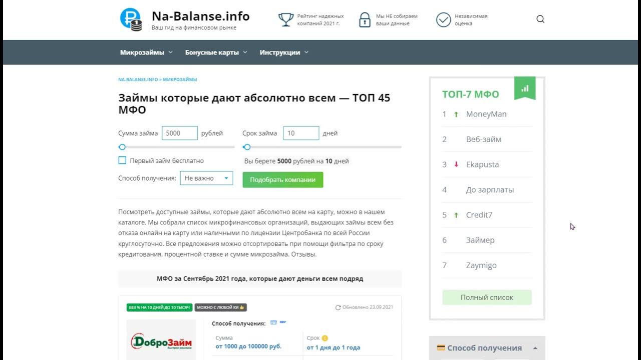 Мфо без отказа на карту zaim fin. Список МФО для займа. Рейтинг МФО. Все МФО на карту.