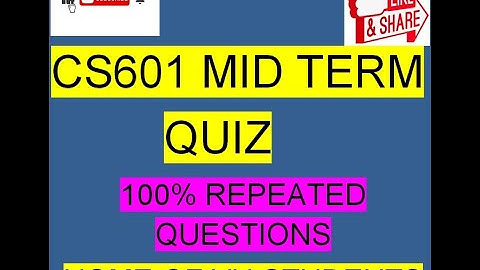 CS601 Mid term Grand Quiz Questions With  Answers