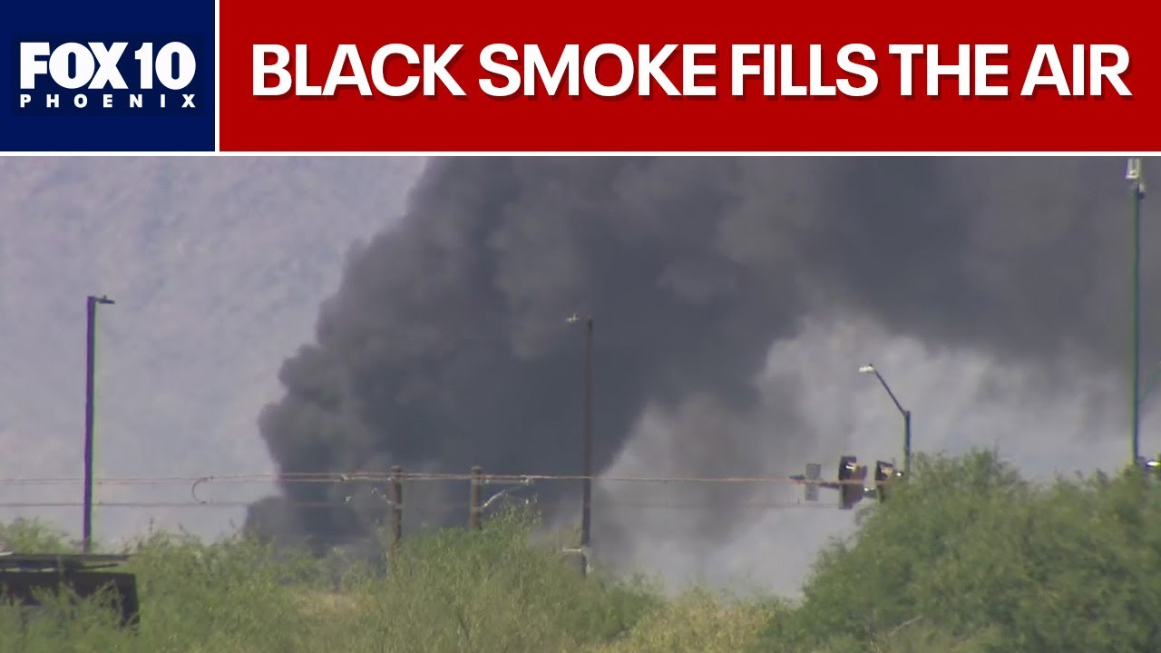 Crews respond to scrapyard fire in south Phoenix l FOX 10 Phoenix - YouTube