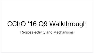 [Organic] CChO 2016 Q9 Walkthrough