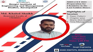 Webinar on "MHT-CET 2021 Preparation for Chemistry in the Last Golden Hours"