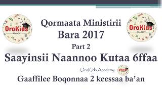 Qormaata Ministirii Saayinsii Naannoo Kutaa 6ffaa Boqonnaa 2 keessaa Ba'an part 2 | kan Bara 2017