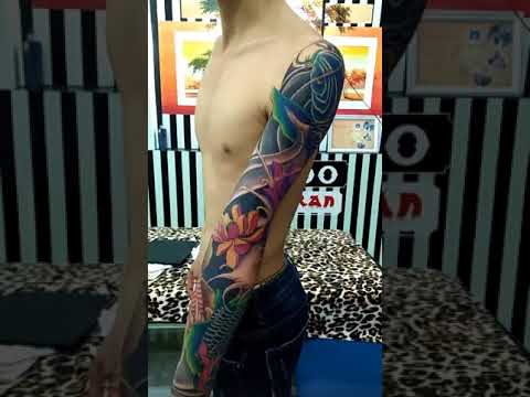 Hình xăm cá chép hoa sen kín tay đẹp nhất - Tattoo Việt Nam