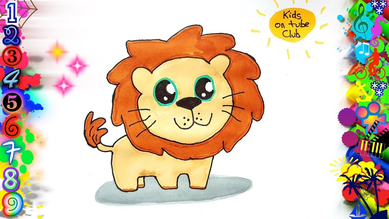 How to draw a kawaii lion for children | Easy drawings for children. -  thptnganamst.edu.vn