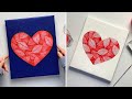 Love hearts painting  leaf painting tutorial  valentines gift  easy acrylic painting