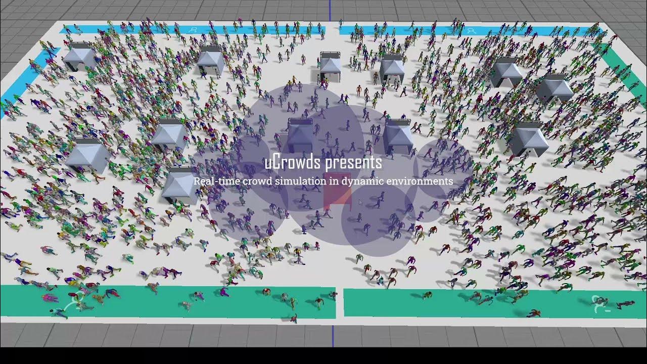 Real-time crowd simulation in a dynamic environment - YouTube